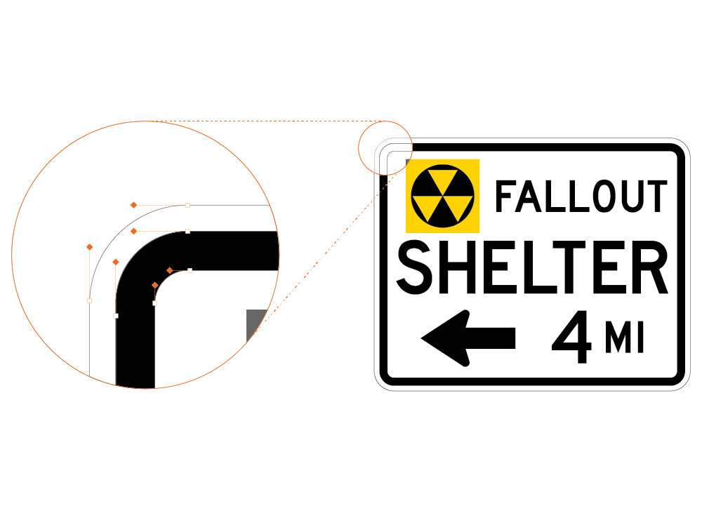 Street sign showing enhanced bezier curves for easy printing and cutting with SAi Flexi MUTCD