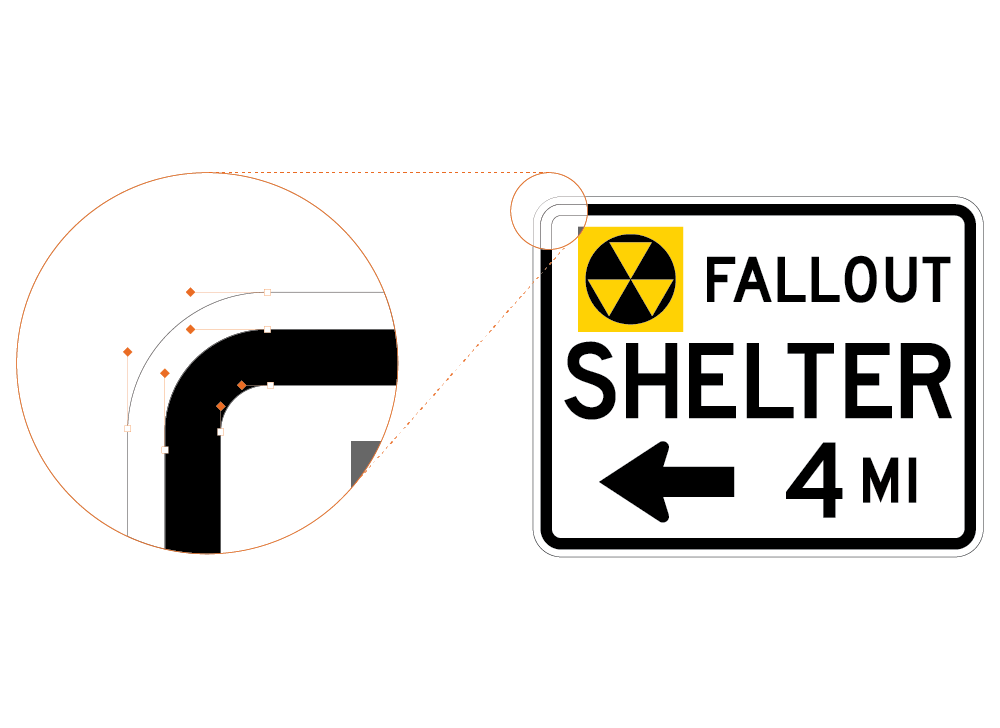 Street sign showing enhanced bezier curves for easy printing and cutting with SAi Flexi MUTCD